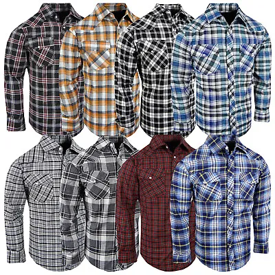 Plaid Western Shirt Mens Triple Snap Cuff Flap Pockets TRUE FIT Country Casual D • $21.95