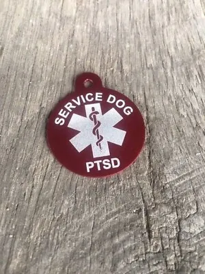 $10.95 • Buy Personalized ON BACK Aluminum Service Dog PTSD Pet ID Tag Send Your Info Please!