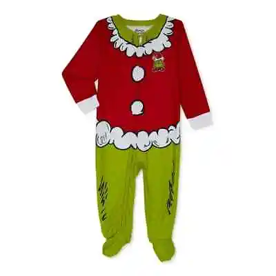 New Grinch Pajamas Toddler Unisex Footed One Piece Sleeper 12m-5t Christmas • $28.88