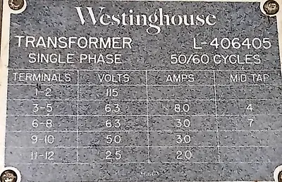 Westinghouse Transformer  115V  / 6.3V - 8.0A +  3.0A / 5.0V - 3.0A / 2.5V - 2A • $69