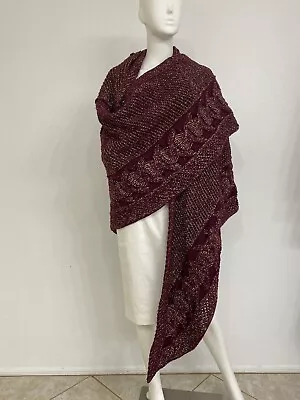 Emilio Pucci Chunky Knit Plum Mohair Wool Shawl Poncho Scarf 30 X 100 In • $399.99