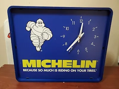 Vintage Michelin Dealer Square Clock RARE 90's Working Tested  • $500