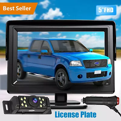 Car Rear View Backup Camera Reverse 9 LED Parking Night Vision 5  Monitor LCD HD • $43.99