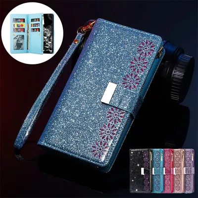 For IPhone 15 14 13 12 11 Pro Max XS XR SE/8/7 Case Leather Wallet Glitter Cover • £10.99