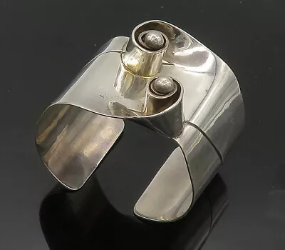 LA CUCARACHA MEXICO 925 Silver - Vintage Shiny Swirled Cuff Bracelet - BT8220 • $299.85