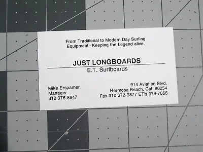 Vtg Surfing -Surfboard Co. Business Card ET Surfboards Just Longboards • $40