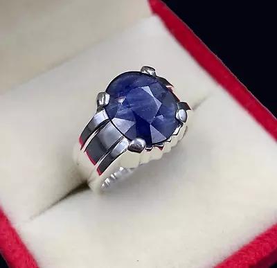 Natural Sapphire Ring Blue Sapphire Ring For Men 925 Silver Mens Neelam Ring • $120