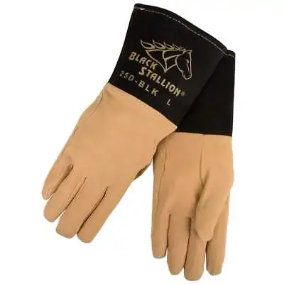$16.99 • Buy Black Stallion 25D-BLK Premium Deerskin TIG Welding Gloves Medium