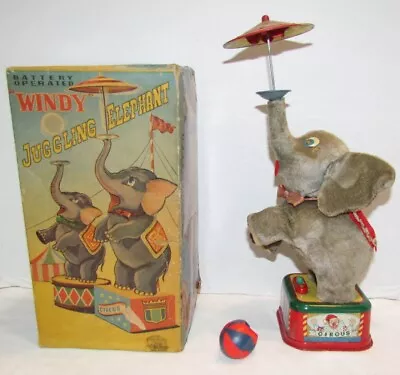 1960's Nomura Windy The Juggling Elephant Battery Operated Toy In Box • $54.99