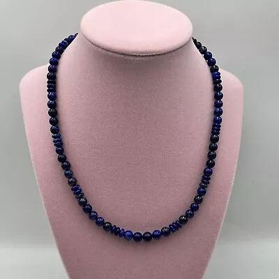 SOUTHWESTERN 925 Silver - Vintage Lapis Lazuli Shiny Chain Necklace • $75