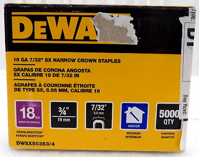 DeWalt DWSX50353/4 18GA 7/32  SX Narrow Crown Staples 5000 Qty • $18.95