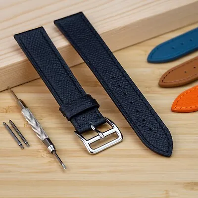 Epsom Style Leather Watch Strap Band - 18mm 20mm 22mm - Black Orange Brown Blue • £29.95