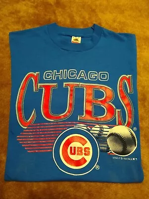Chicago Cubs Single Stitch T-Shirt MLB Logo 7 Medium Vintage 1991 Blue • $19.99