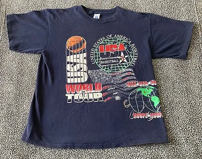 Vtg 90s 1992 USA Basketball Dream Team World Tour AOP Graphic T Shirt XL Jordan • $49.95