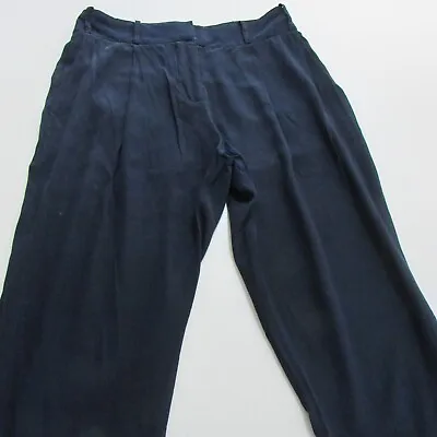 Zimmermann Silk Pants Womens Size 1 L29 Slim High Rise Dark Blue Navy • $39.95