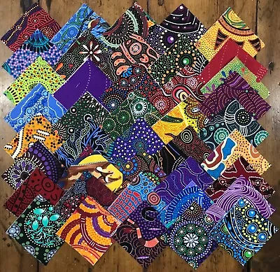 80 Aboriginal Australian Prints Quilting Fabric 2.5 Inch Squares #34c • $14.50