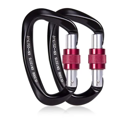 2X 25KN Carabiner Clip Hook Heavy Duty Rock Climbing Aluminum D-Ring Screw Lock • £12.99