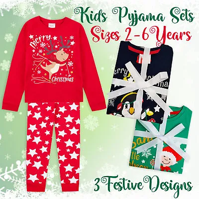 £8.99 • Buy Kids Childs Boys Girls 100% Cotton Christmas PJ Set Xmas Pyjamas Festive PJ's UK