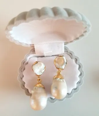 18K Gold Plated Freshwater Baroque Pearl Teardrop Earrings Other Bloggers... • £14.99