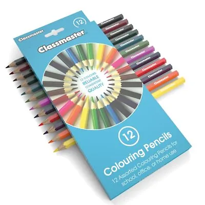 Class Box Colouring Pencils Standard Full Size Pre Sharpened Wooden Set Assorte • £2.85