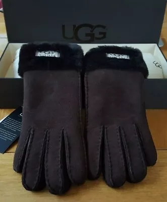 BNIB UGG Australia Chocolate Brown Turn Cuff Gloves (S) RRP £125 • £114.50