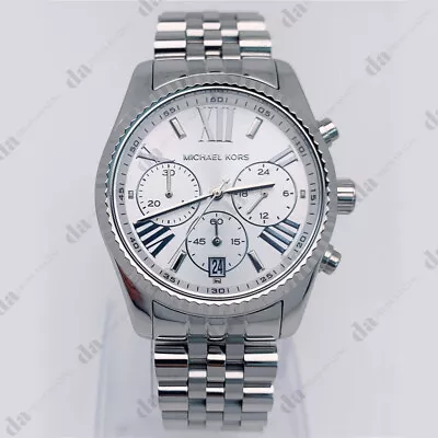 New Michael Kors MK5555 Lexington Silver Chronograph Analog Quartz Women's Watch • $93