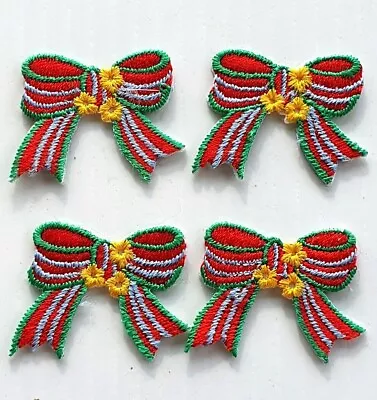 Lot Of 4 X Cloth Patch Motif Applique - Pretty Bow Red • $5.99