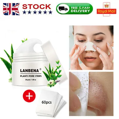 LANBENA Blackhead Remover Cream Stripes Nose Pore Cleansing Mask With Mask Paper • £7.35