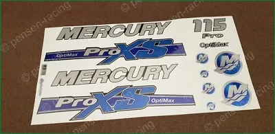 Mercury 115 HP Optimax ProXS Outboadrs Motor Blue-Silver Laminated Decals Boat • $39.70