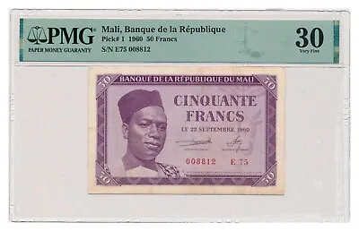 MALI Banknote 50 Francs 1960 PMG VF 30 Very Fine • $93.50