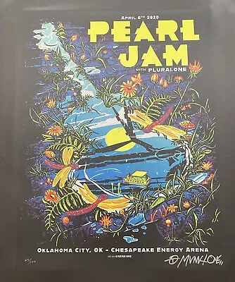 PEARL JAM - OKLAHOMA CITY CONCERT POSTER  April 6 2020  S/N A/P Munk One • $200