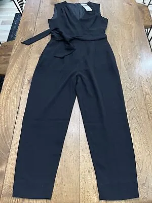 H&M Black Jumpsuit/Romper Women's Size 6 Belted Sleeveless V-Neck NEW W/TAGS • $17.99