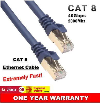 CAT8 Ethernet Cable RJ45 Network Cord SFTP 40Gbps 2000Mhz High Speed 26AWG OFC • $9.50