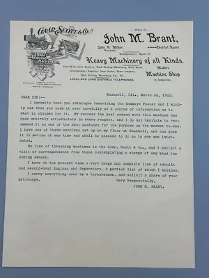 1902 GAAR SCOTT & Co THRESHING MACHINERY Farm Advertising Letter JOHN BRANT • $24.95