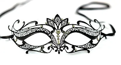 £8.99 • Buy Black Masquerade Mask Metal Filigree  VERONA With Diamantes Luxury Prom Venetian