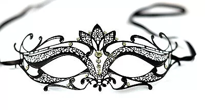 Diamante Luxury Venetian Style Metal Filigree Masquerade Mask Prom Ball Verona • £13.99