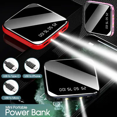 $15.49 • Buy Power Bank Mini Portable 10000 Mah 2USB Type-C Fast Charger Battery Power Bank