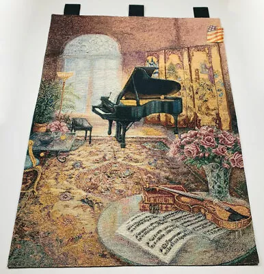 Music Room Baby Grand Piano And Violin Tapestry Wall Hanging ~ Artist Lena Liu • $44.99