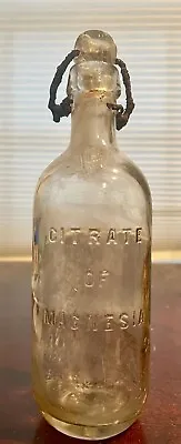 Antique CITRATE OF MAGNESIA Bottle Glass Stopper! Hand Blown Medicine • $10