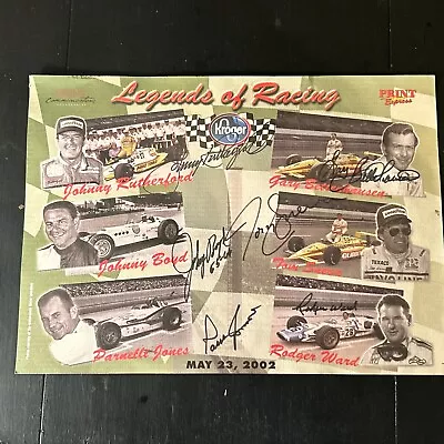 Indianapolis Indy 500 Legends Of Racing SIGNED Rutherford Ward Sneva Jones Boyd • $75