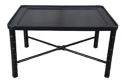 Vintage Black Lacquer Faux Bamboo Chinoiserie Regency Coffee Cocktail Table 29  • $998.75