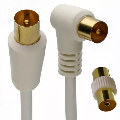 £6.09 • Buy 4m Coaxial TV Aerial Cable Right Angled Male To Male Antenna. Wall To TV
