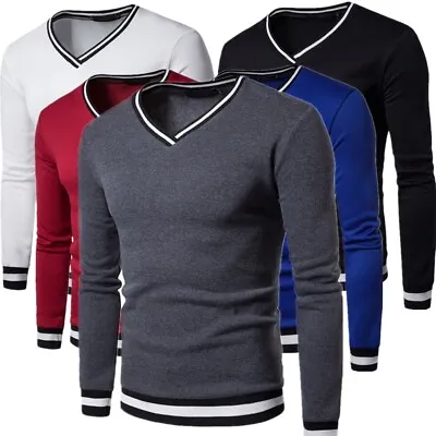 Men's Thermal V Neck Long Sleeve Shirt Casual Pullover Undershirt Base Layer Top • $7.35