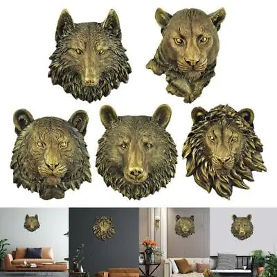 Resin Animal Head Ornament Animal Sculpture Wall Mounted Hanging Display Decor • £14.99