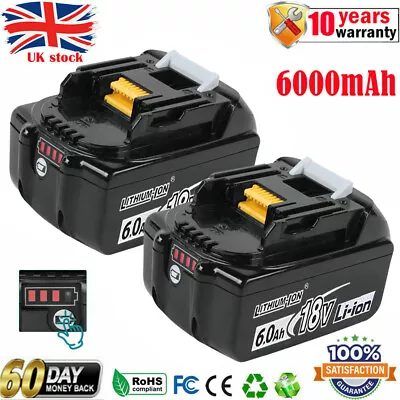 2PACK 18V 6.0Ah LXT Li-ion LED Battery For Makita BL1830 BL1840 BL1850 BL1860 UK • £31.89