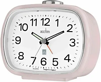£15.50 • Buy Acctim Camille Light Pink Luminous Tipped Hands Bedside Table Alarm Clock