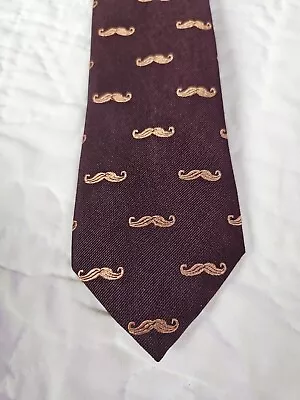 The Tie Bar Tie -  2.75 In Maroon Mustache Silk Necktie - Men's Skinny Slim • $9.97