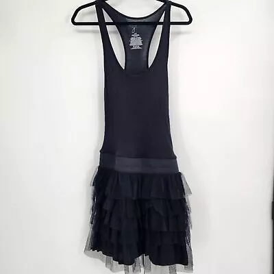 Miley Cyrus Max Azria Vintage Women's Black Tulle T-Shirt Mini Dress Size L • $12.99