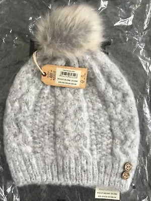 Fat Face Ladies Cable Beanie Hat With Pom Pom - Grey - BNWT Rrp £19.50 One Size • £13.99