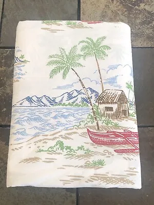 Pottery Barn Kids Tropical Palm Tree Canoe Mountain Ocean Twin Duvet Cover • $35